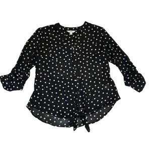 Candie’s Front Tie Button Down Lace Back Blouse Sz S